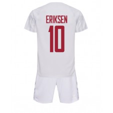 Danmark Christian Eriksen #10 Bortedraktsett Barn VM 2022 Kortermet (+ korte bukser)